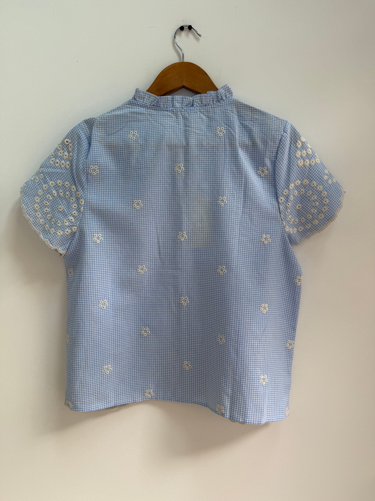 Blouse manches courtes vichy avec broderies