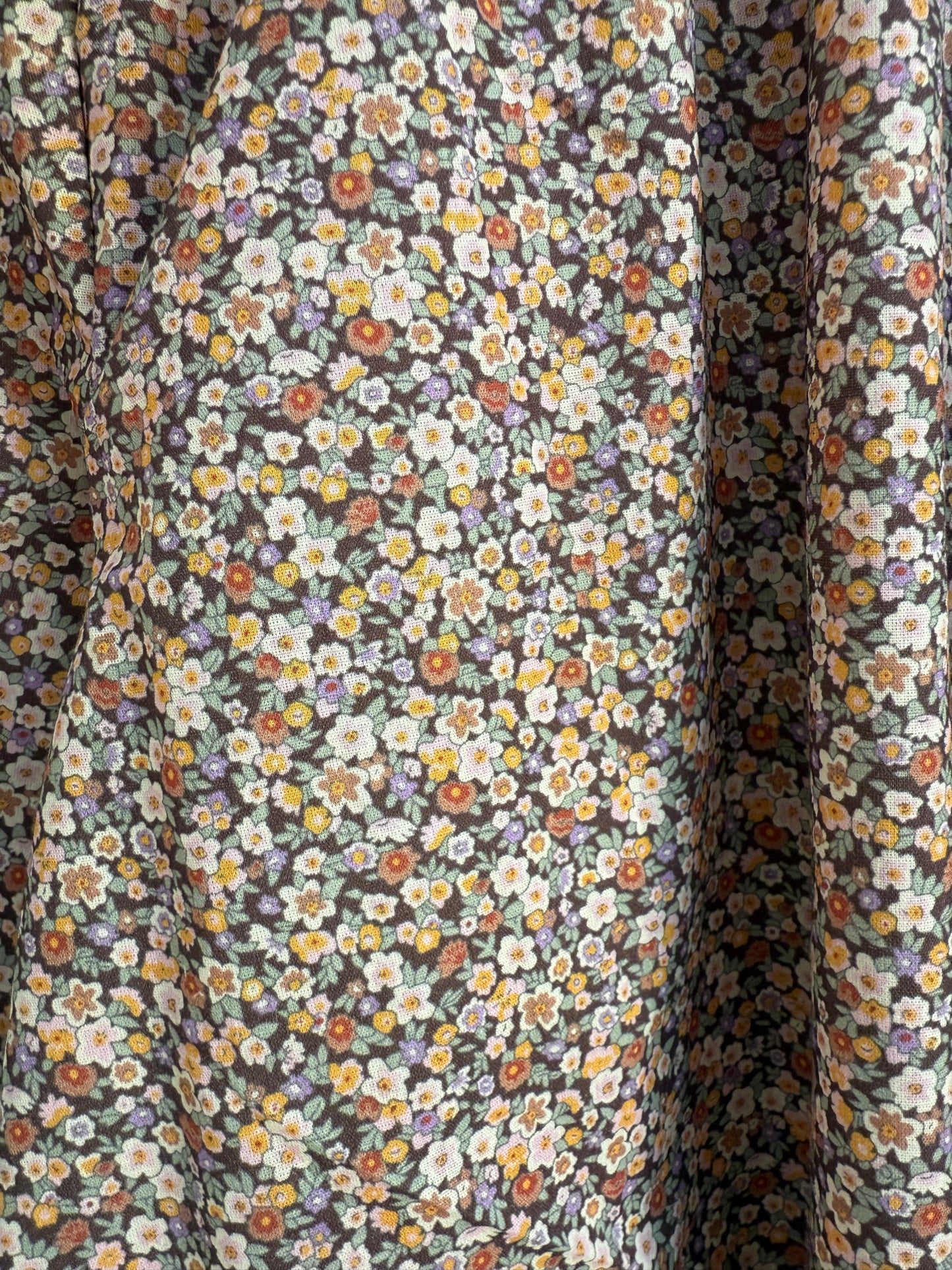 Robe avec col imprimé floral Vert/ Beige/ Orange