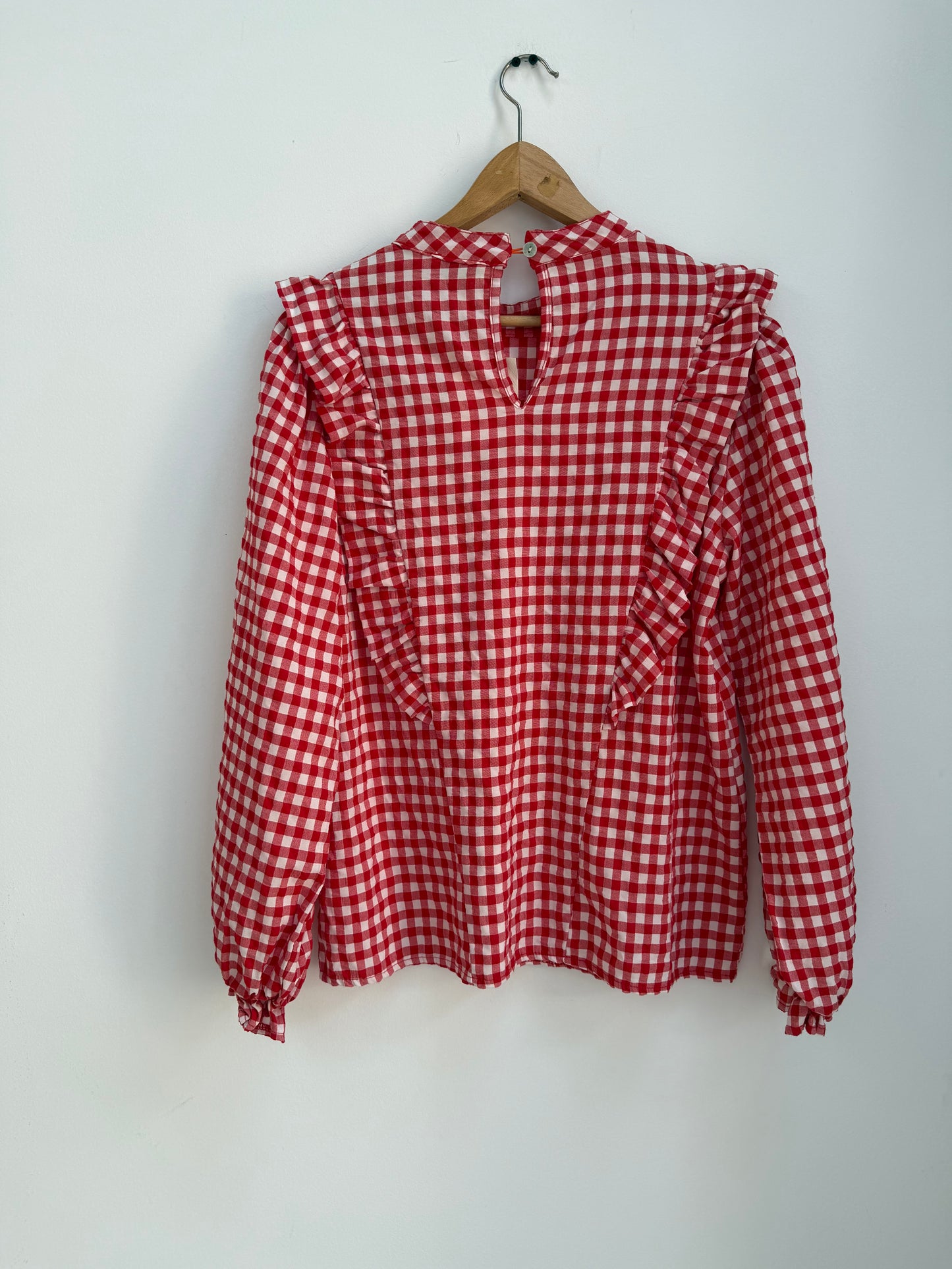 Blouse avec volants vichy rouge/blanche