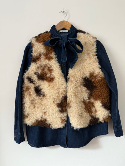 Gilet sans manche moumoute imprimé animal