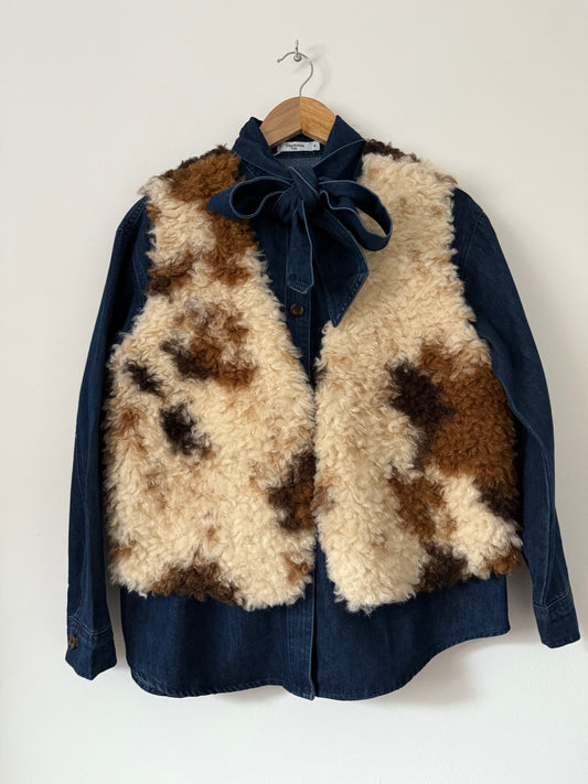 Gilet sans manche moumoute imprimé animal