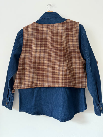 Débardeur à carreaux avec noeuds sur le côté