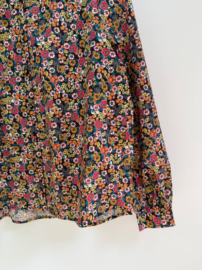 Chemise avec col imprimé floral Bleue marine/ Rose/ Jaune