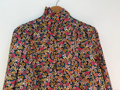 Chemise avec col imprimé floral Bleue marine/ Rose/ Jaune