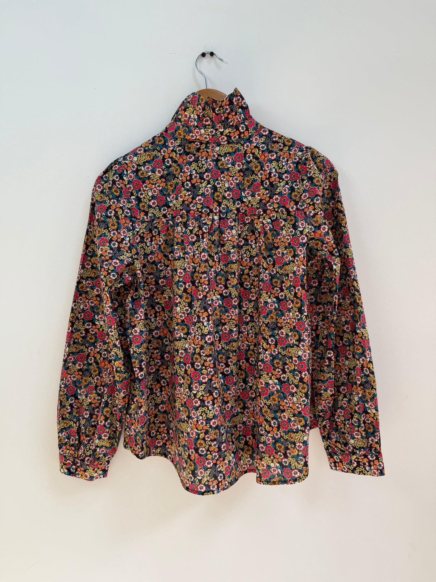 Chemise avec col imprimé floral Bleue marine/ Rose/ Jaune