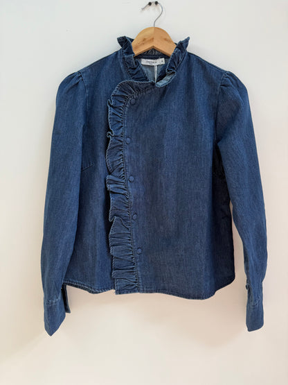 Blouse en jean grand col