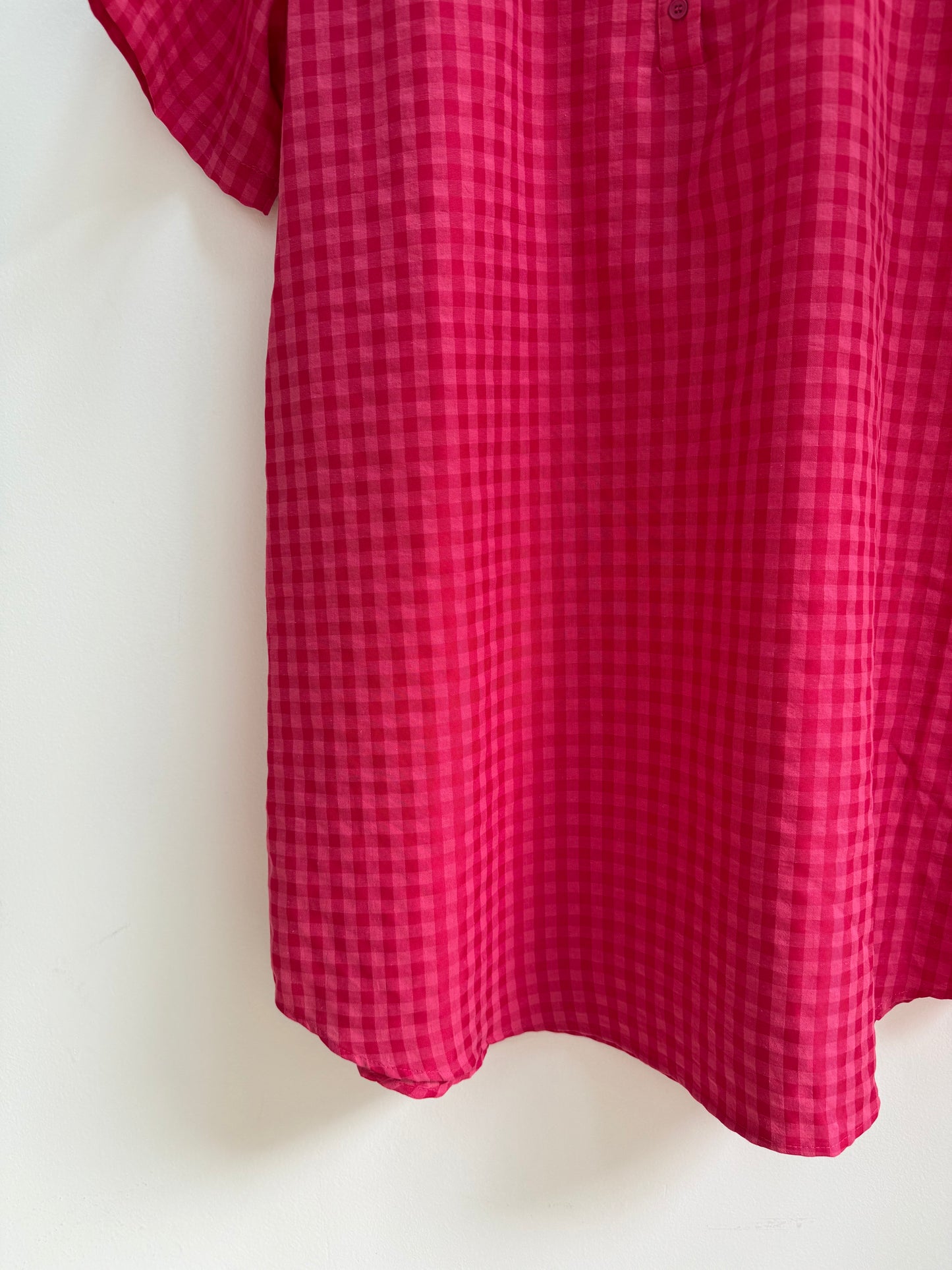 Robe vichy avec grand col fuchsia