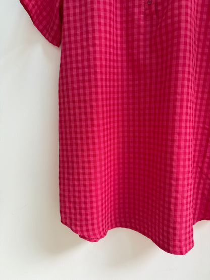 Robe vichy avec grand col fuchsia