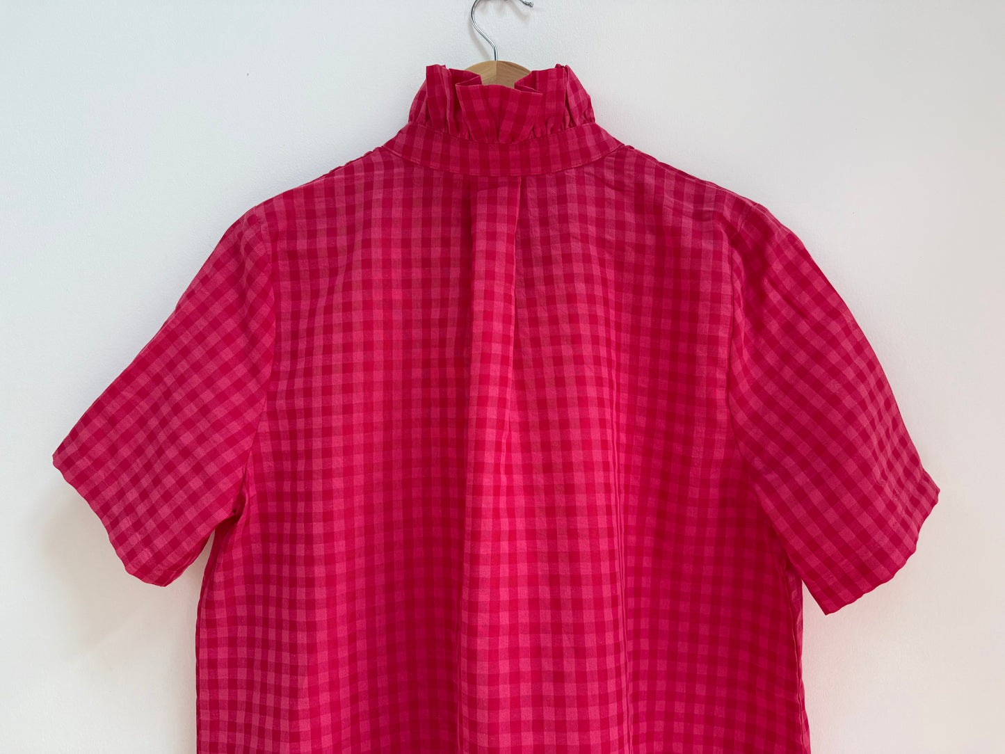 Robe vichy avec grand col fuchsia