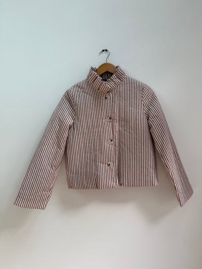 Veste avec col matelassée/ Rayée bordeaux et blanche