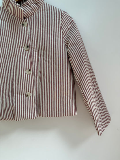 Veste avec col matelassée/ Rayée bordeaux et blanche
