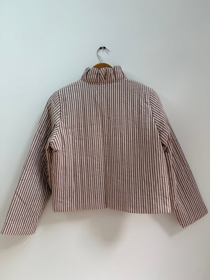 Veste avec col matelassée/ Rayée bordeaux et blanche