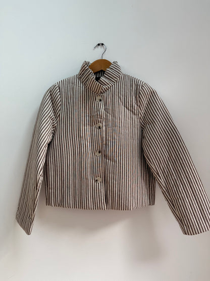 Veste avec col matelassée/ Rayée Marron et Blanche