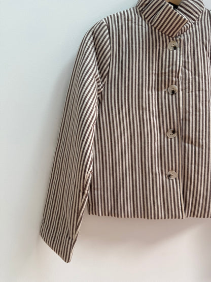 Veste avec col matelassée/ Rayée Marron et Blanche