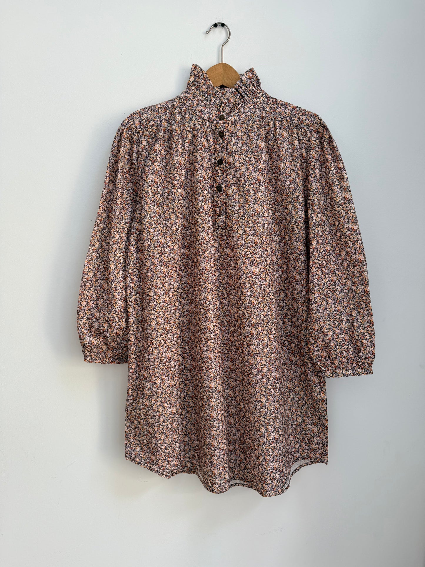 Robe avec col imprimé floral Marron/ Beige/ Orange