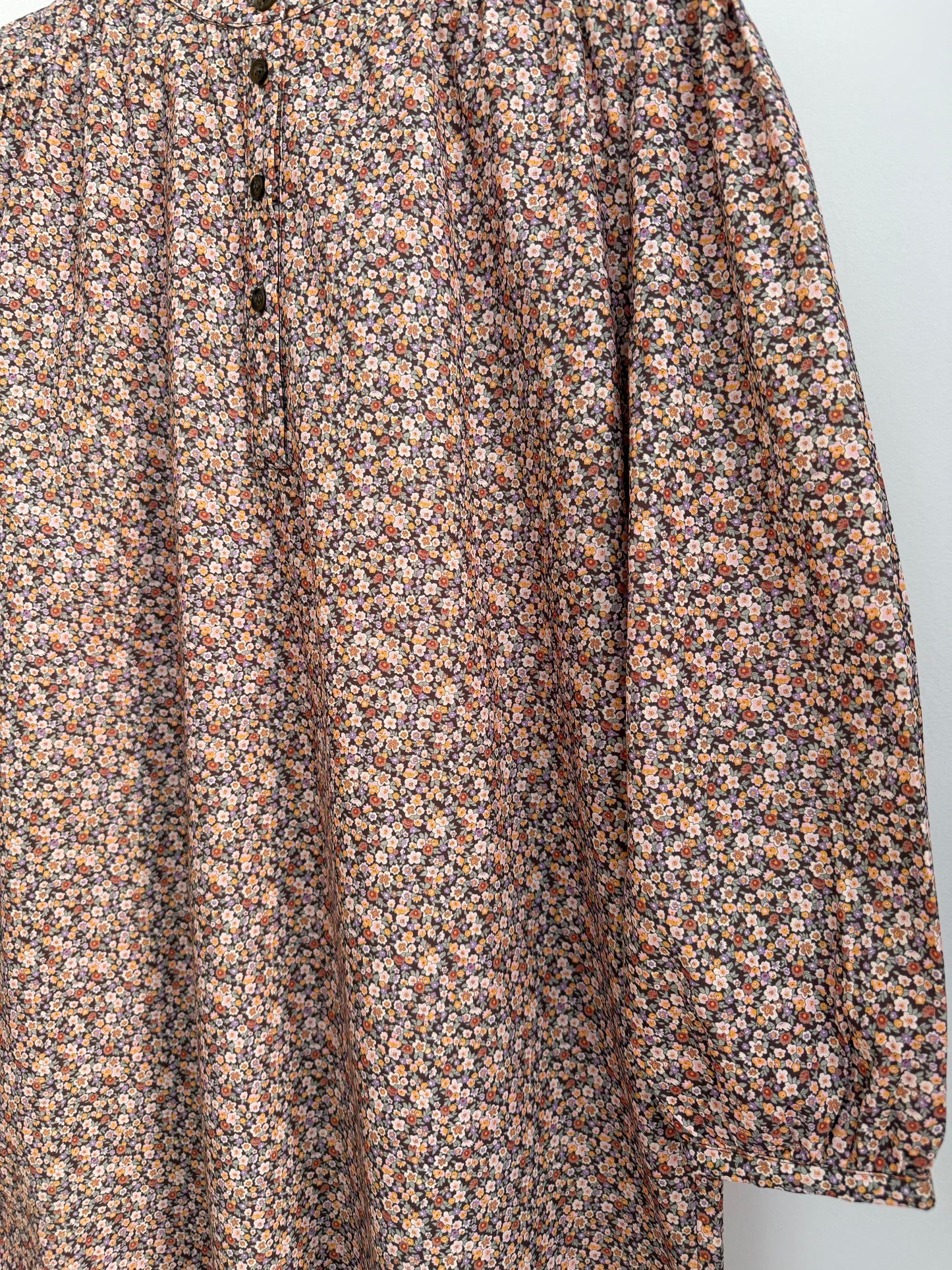 Robe avec col imprimé floral Marron/ Beige/ Orange