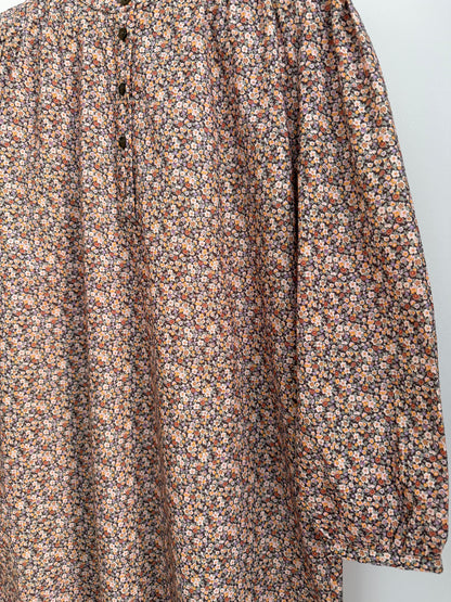 Robe avec col imprimé floral Marron/ Beige/ Orange