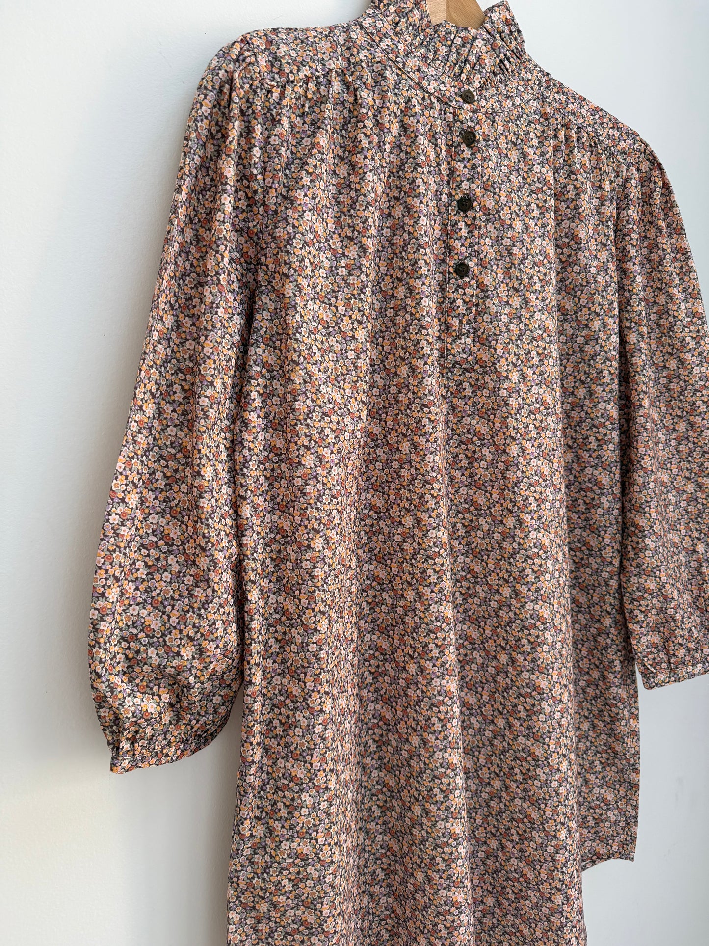 Robe avec col imprimé floral Marron/ Beige/ Orange
