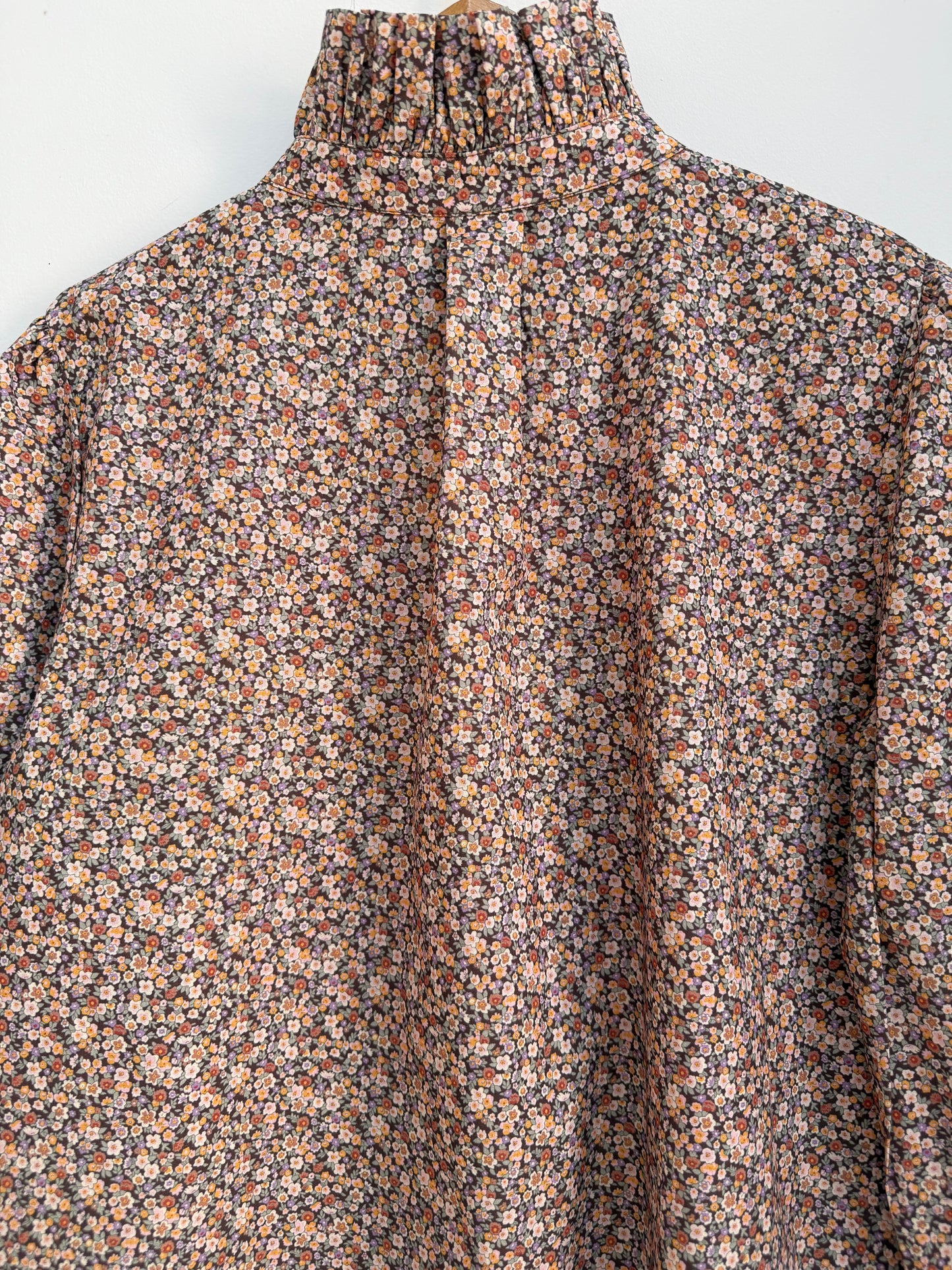 Robe avec col imprimé floral Marron/ Beige/ Orange