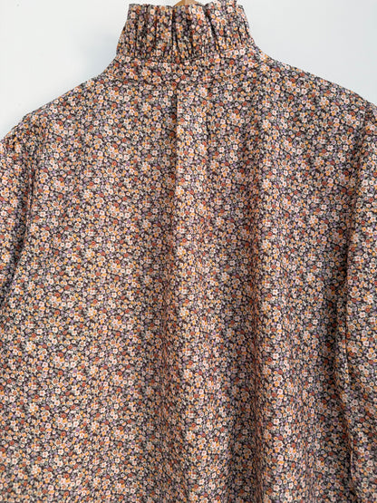 Robe avec col imprimé floral Marron/ Beige/ Orange