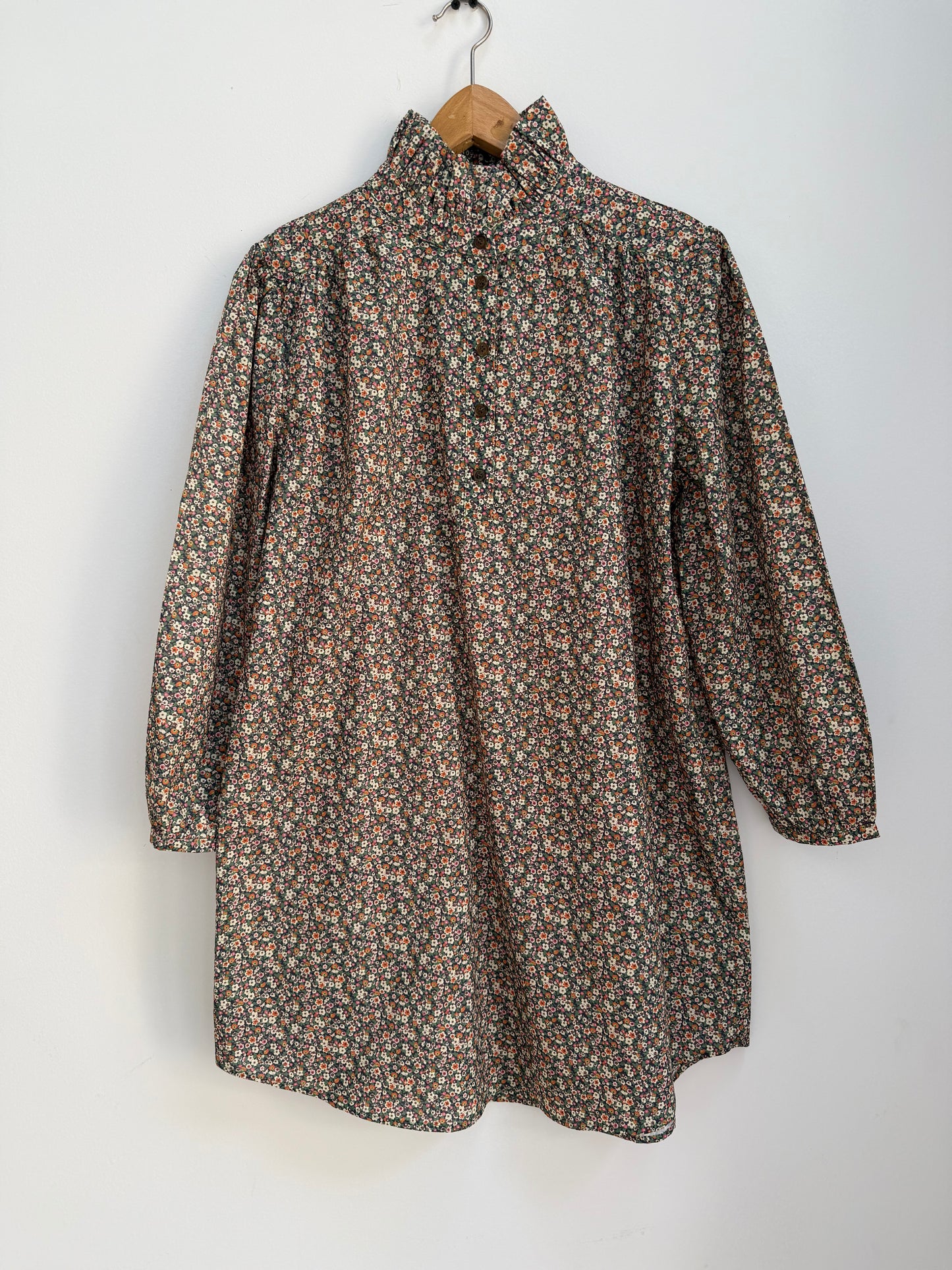 Robe avec col imprimé floral Vert/ Beige/ Orange