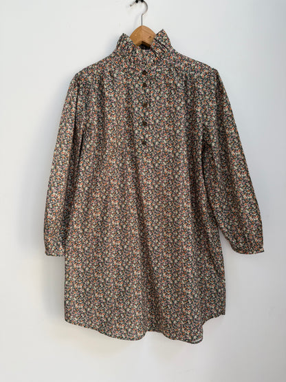Robe avec col imprimé floral Vert/ Beige/ Orange