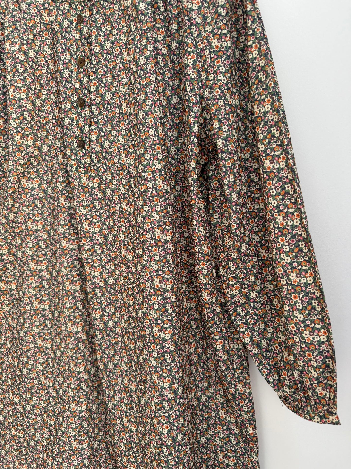 Robe avec col imprimé floral Vert/ Beige/ Orange