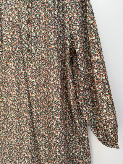 Robe avec col imprimé floral Vert/ Beige/ Orange