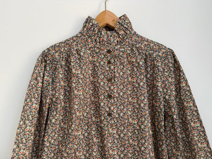 Robe avec col imprimé floral Vert/ Beige/ Orange