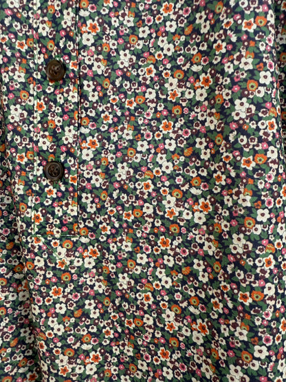 Robe avec col imprimé floral Vert/ Beige/ Orange