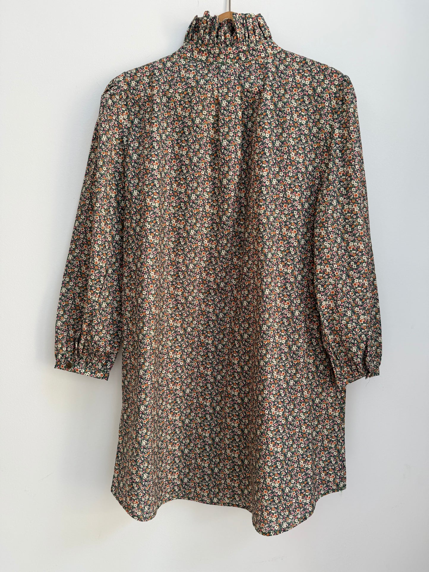Robe avec col imprimé floral Vert/ Beige/ Orange