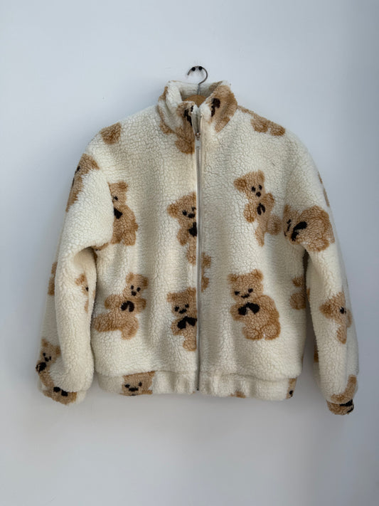 Veste polaire crème avec imprimé ourson