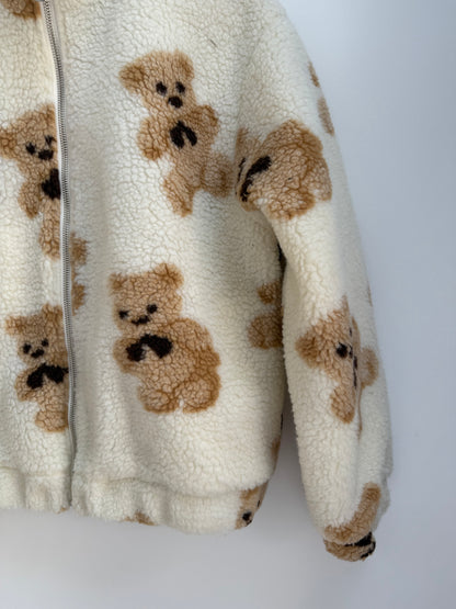 Veste polaire crème avec imprimé ourson