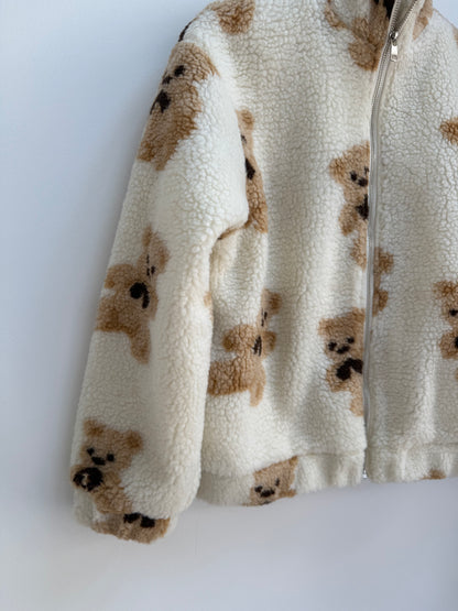 Veste polaire crème avec imprimé ourson