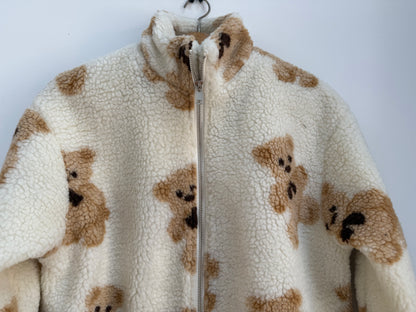 Veste polaire crème avec imprimé ourson