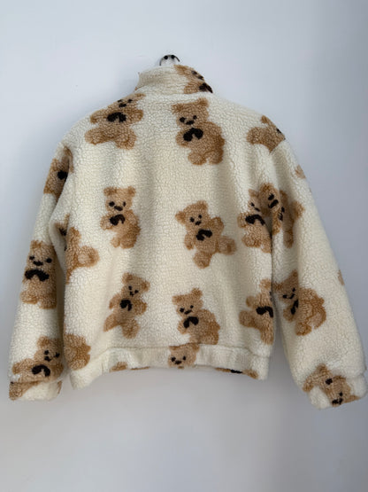 Veste polaire crème avec imprimé ourson