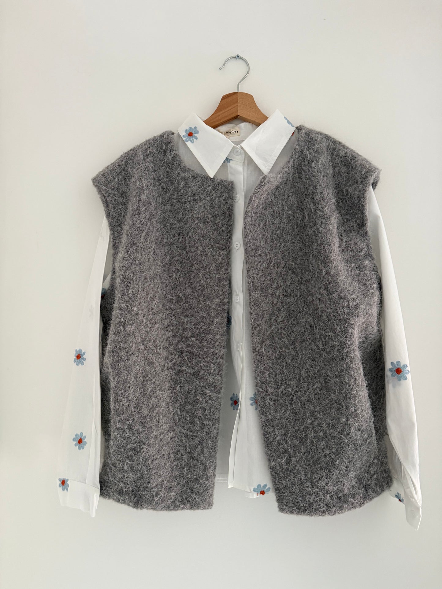 Gilet sans manches effet laine gris