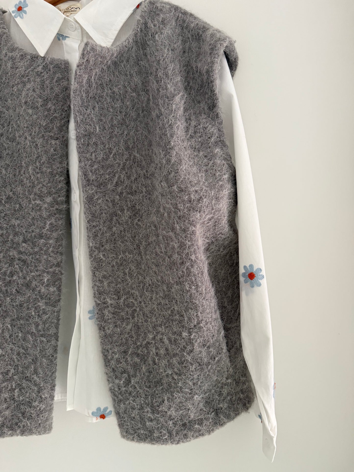 Gilet sans manches effet laine gris