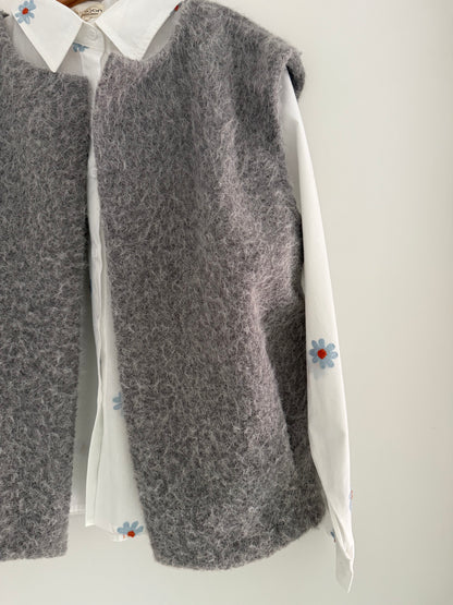 Gilet sans manches effet laine gris