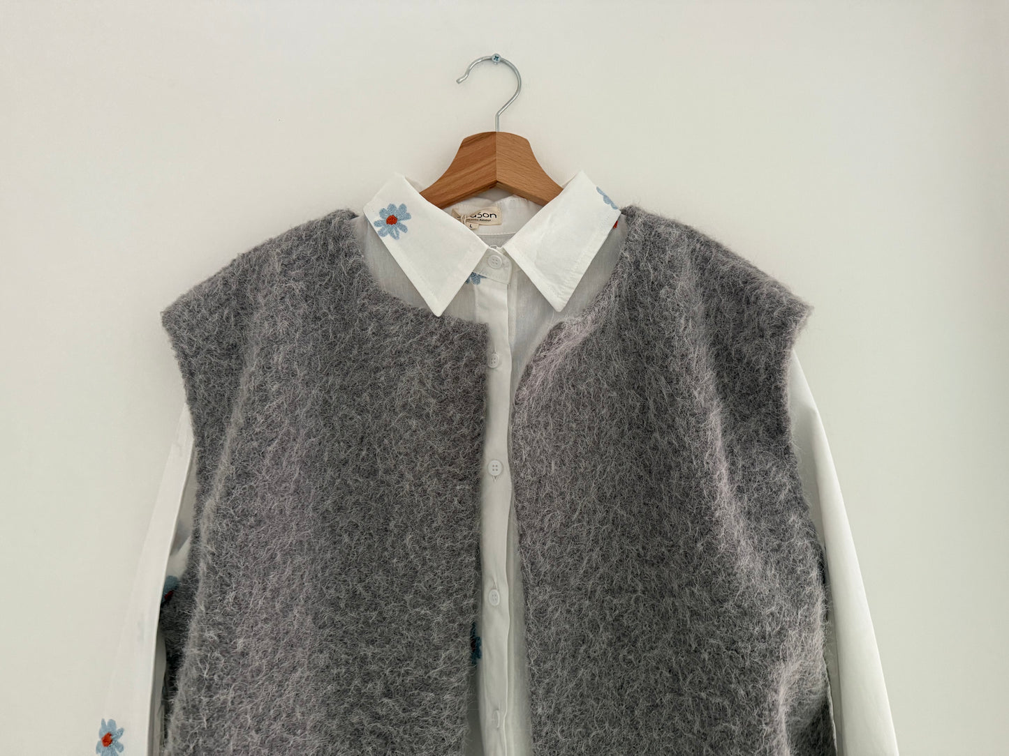 Gilet sans manches effet laine gris