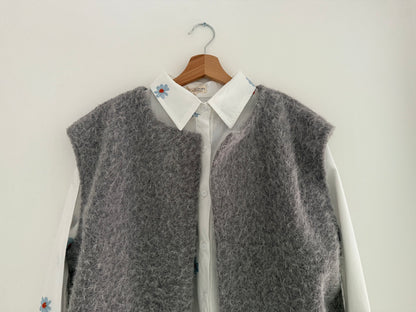 Gilet sans manches effet laine gris