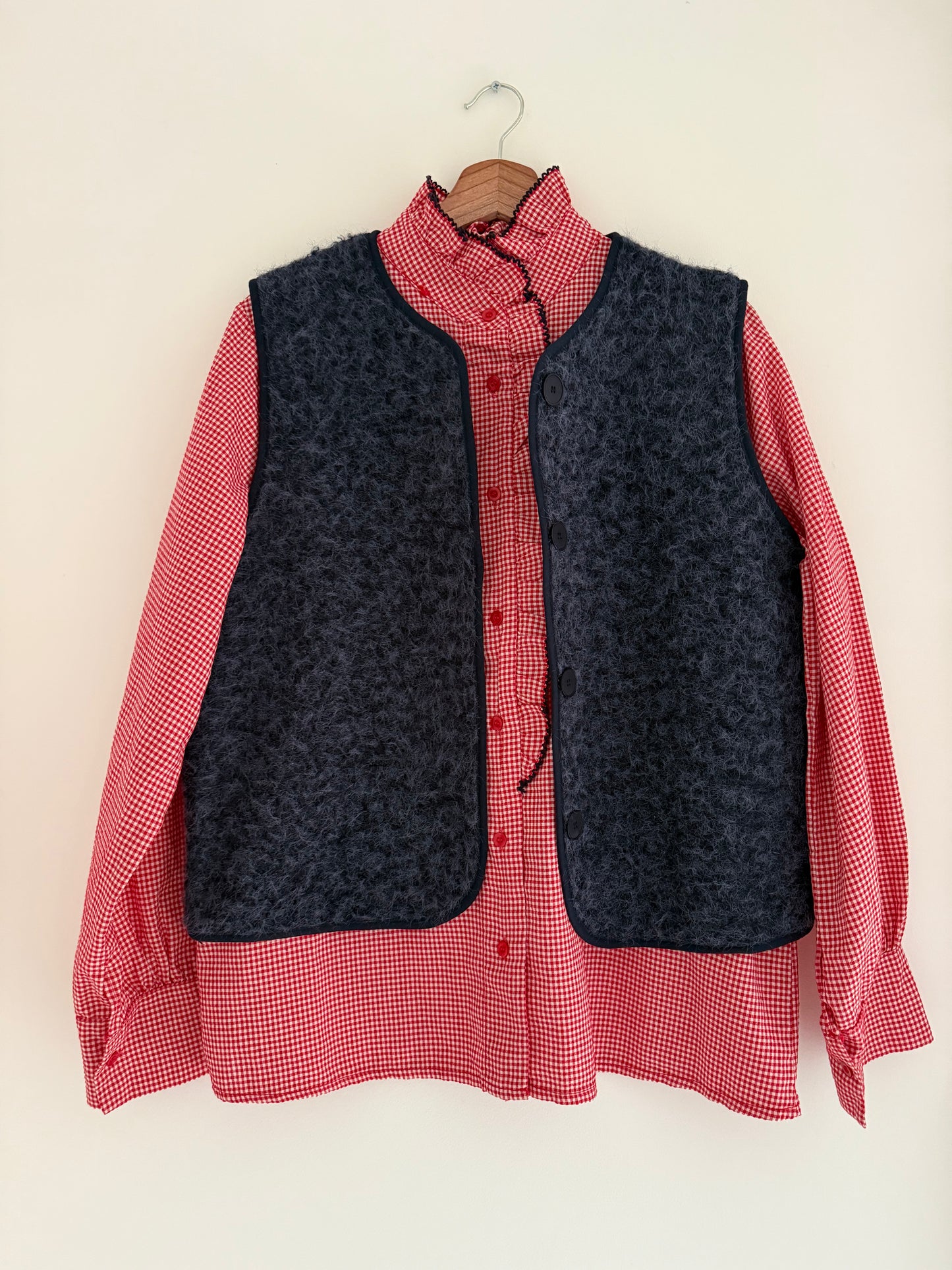 Gilet sans manches effet laine bleu marine