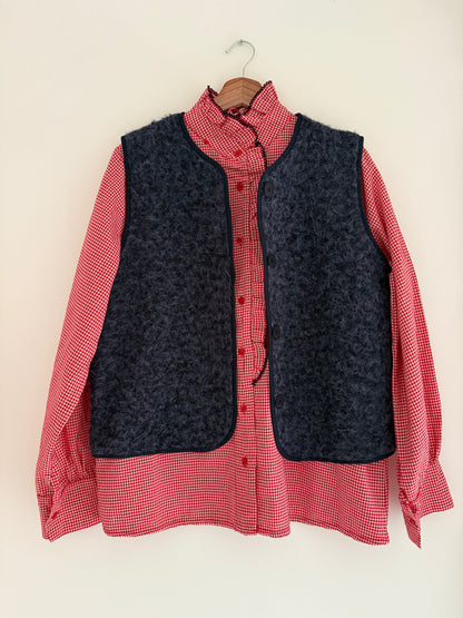 Gilet sans manches effet laine bleu marine