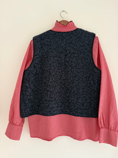 Gilet sans manches effet laine bleu marine