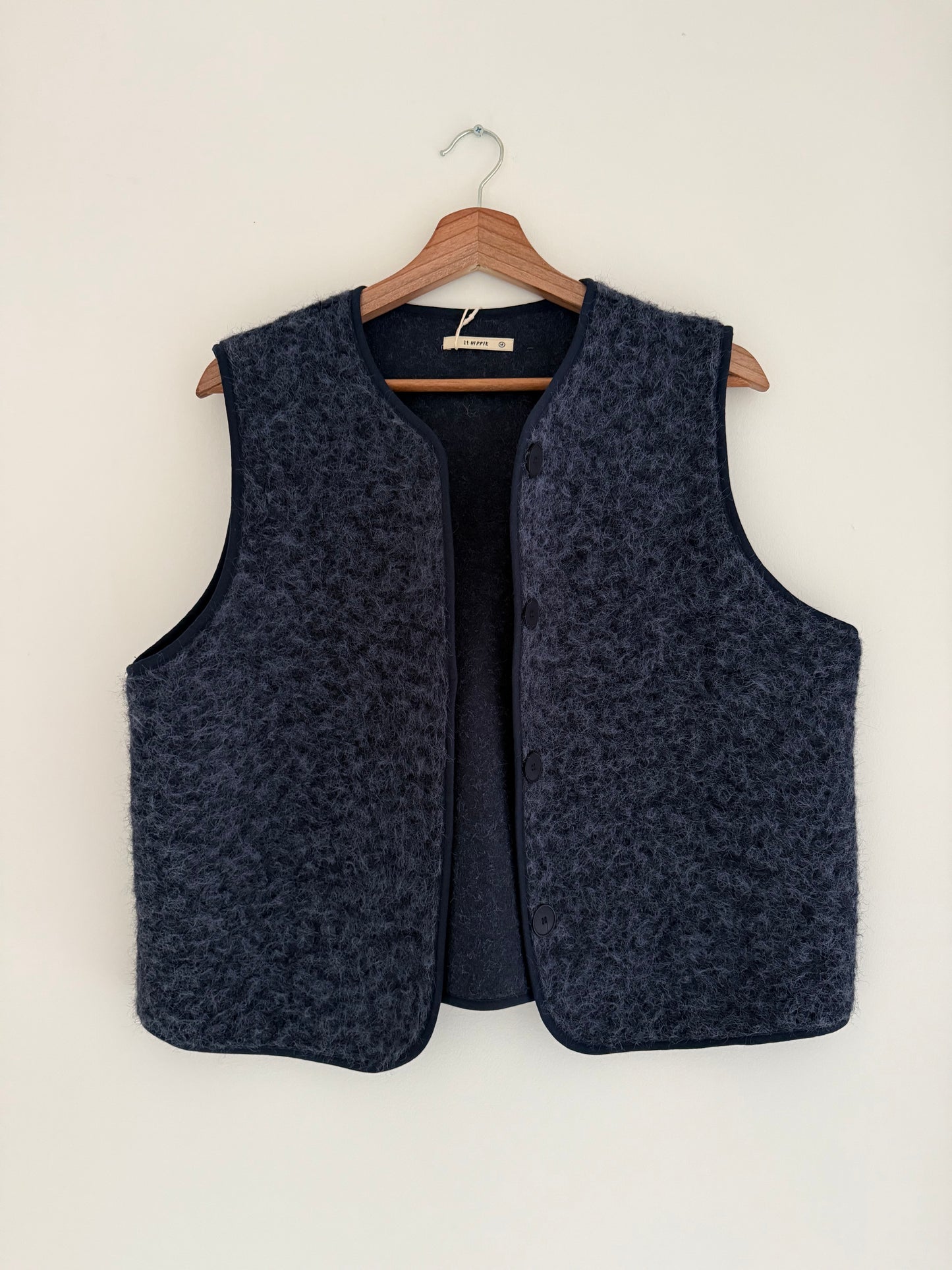 Gilet sans manches effet laine bleu marine