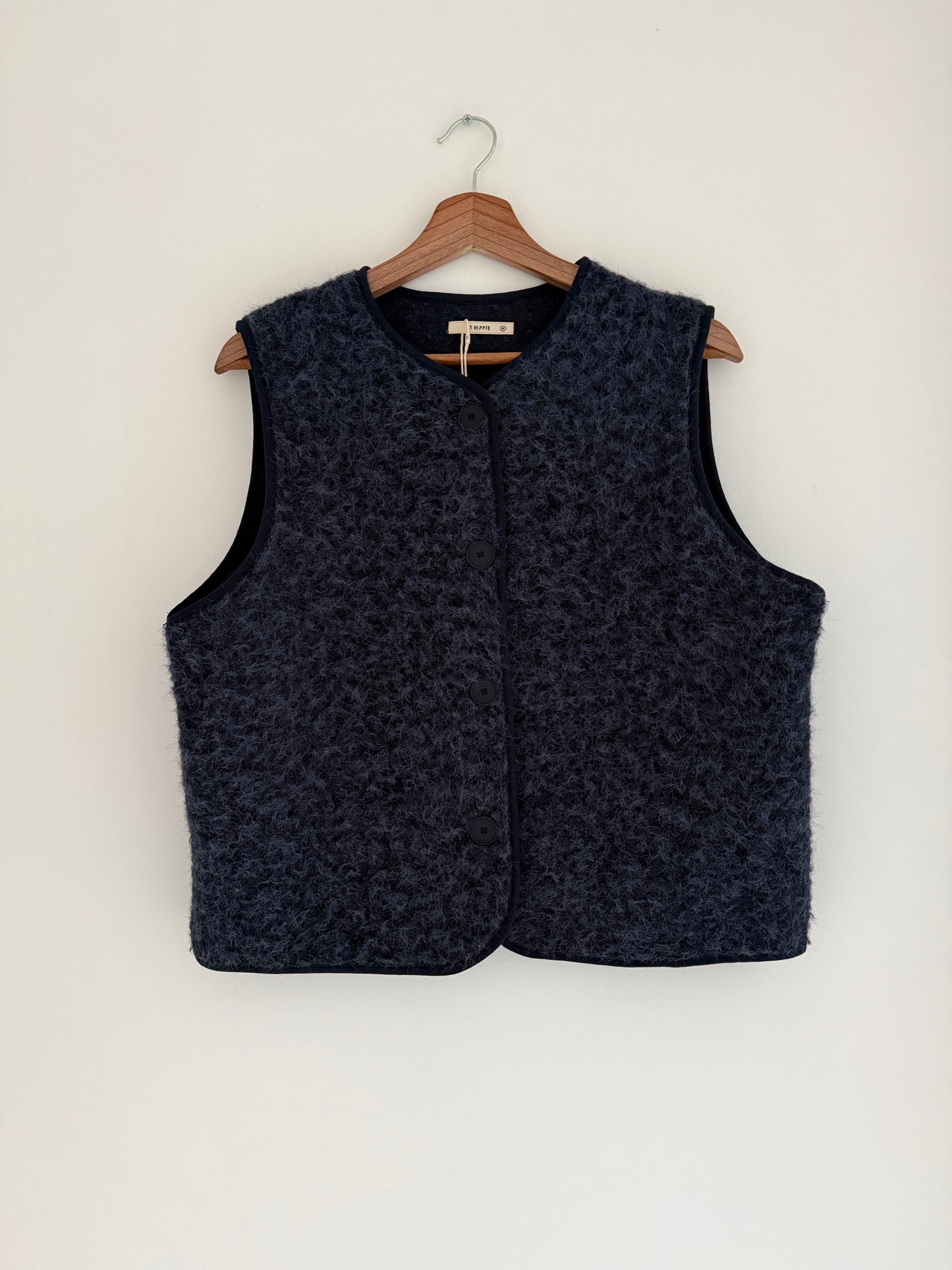 Gilet sans manches effet laine bleu marine