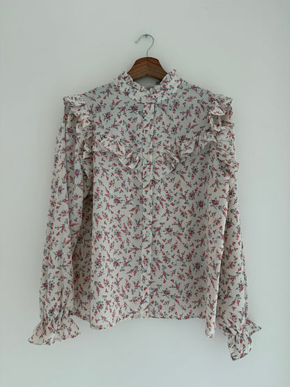 Blouse froufrous avec motifs