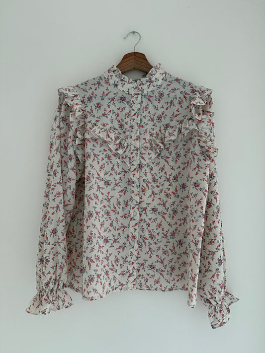Blouse froufrous avec motifs