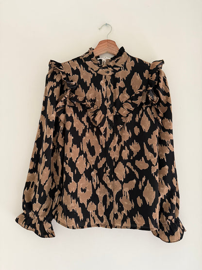 Blouse avec motif animal camel et noir
