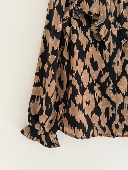 Blouse avec motif animal camel et noir